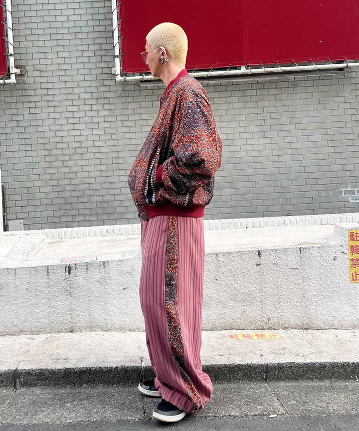 Stripe×African fabric reversible blouson