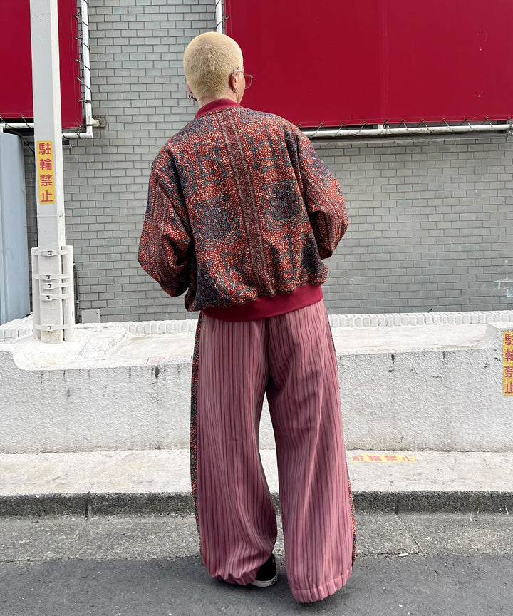 Stripe×African fabric reversible blouson