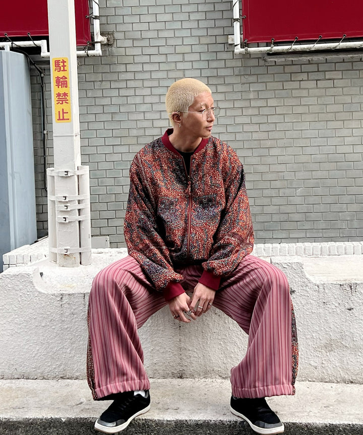 Stripe×African fabric reversible blouson