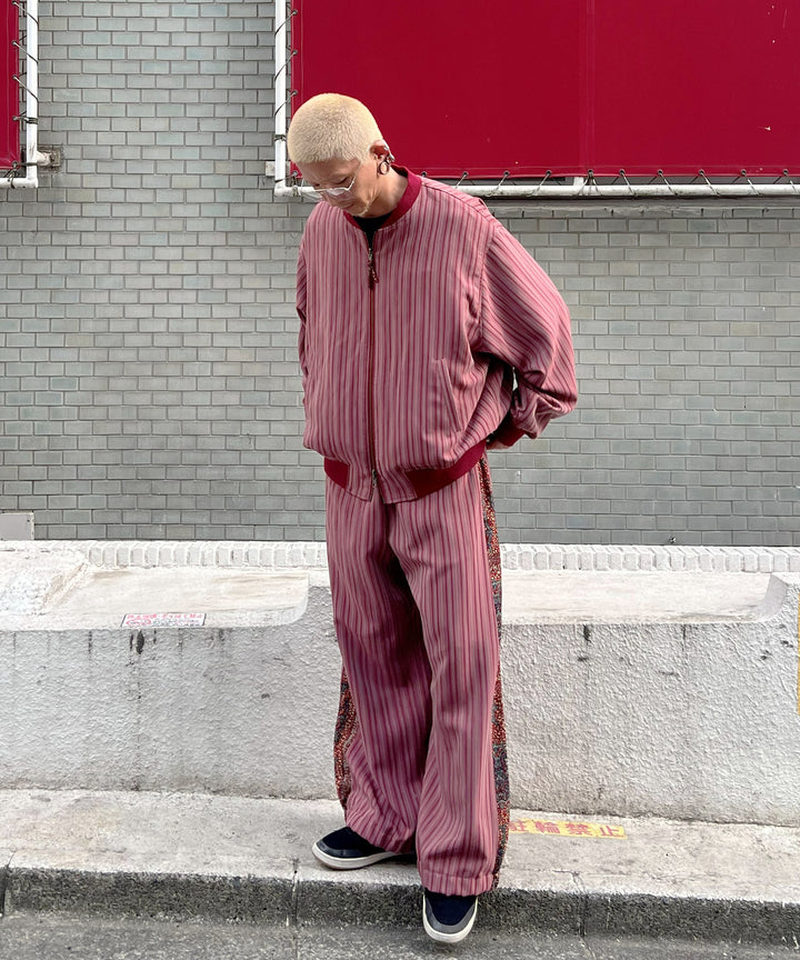 Stripe×African fabric reversible blouson