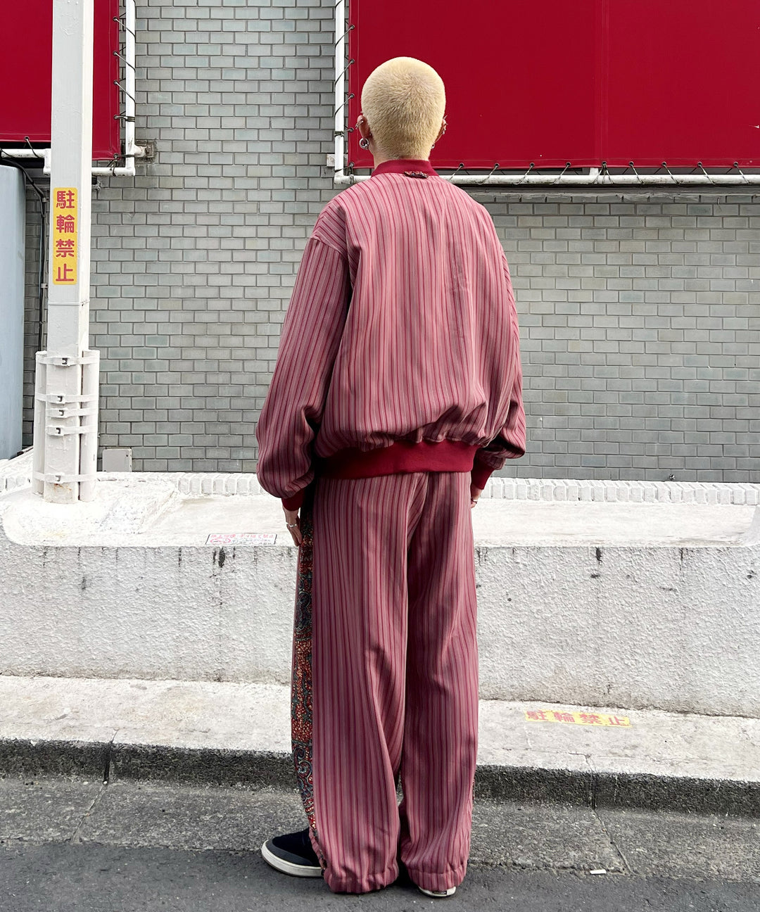Stripe×African fabric reversible blouson