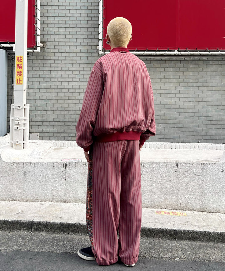 Stripe×African fabric reversible blouson