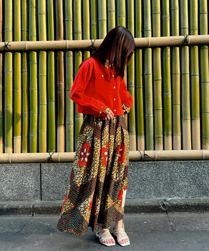 Shirt layered like knit cardigan