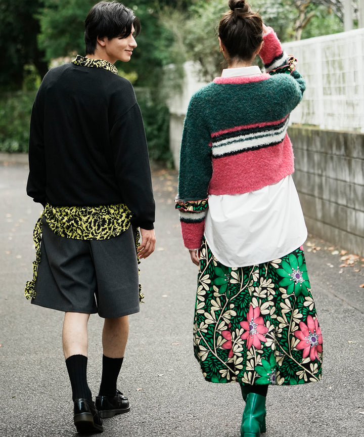 Multi border frill knit pullover