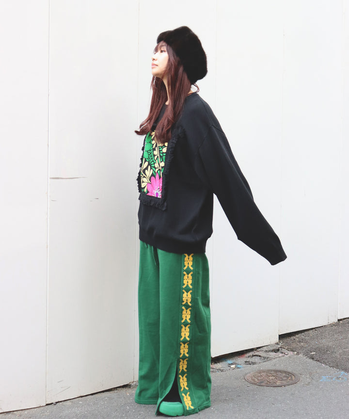 lucky charm motif Jersey line pants -2