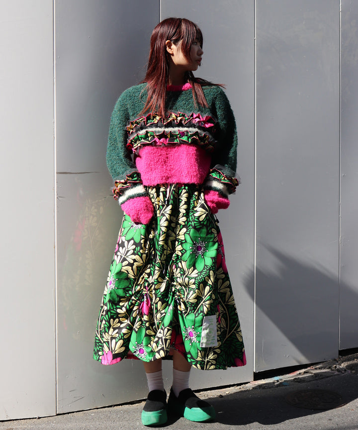 Multi border frill knit pullover