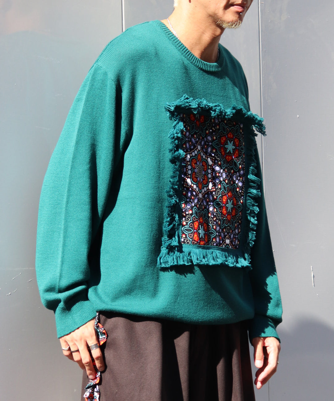 AFRICA FRINGE FRAME KNIT PULLOVER