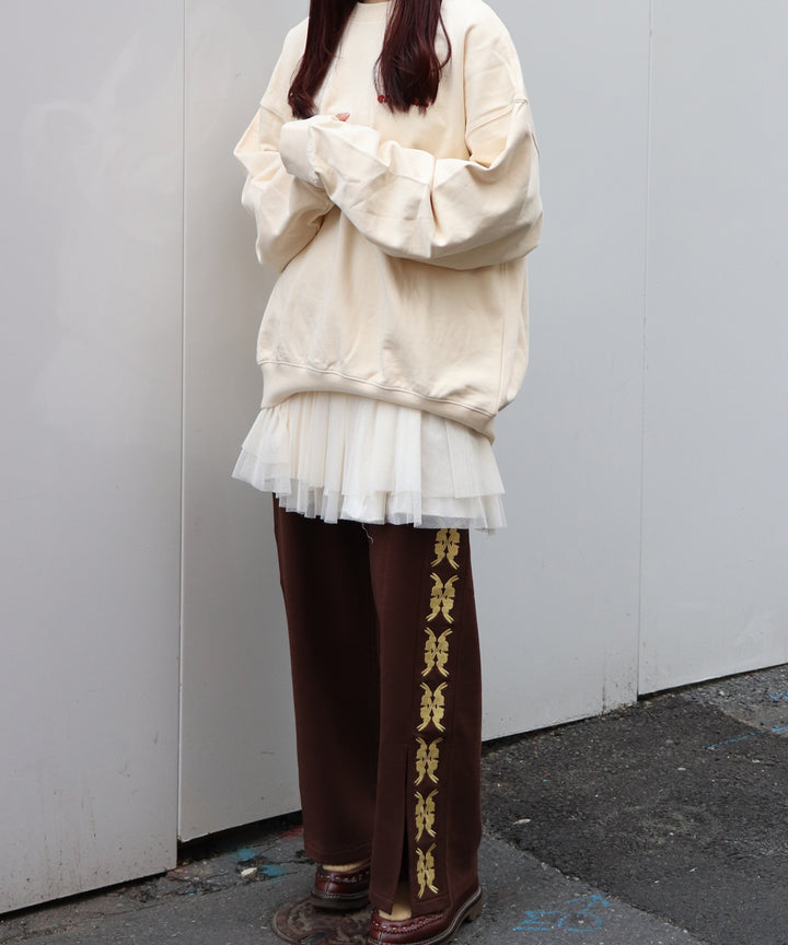 lucky charm motif Jersey line pants -2