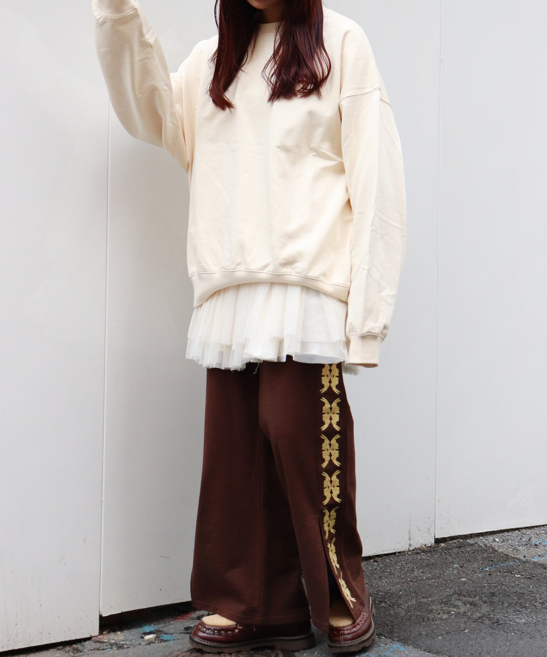 lucky charm motif Jersey line pants -2