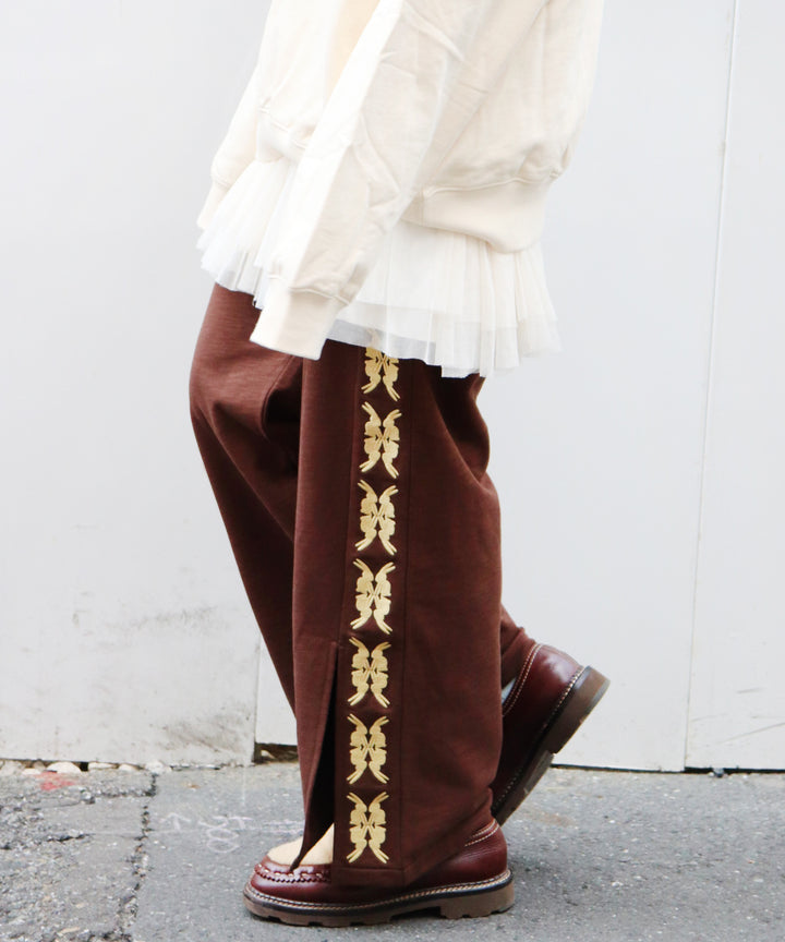 lucky charm motif Jersey line pants -2