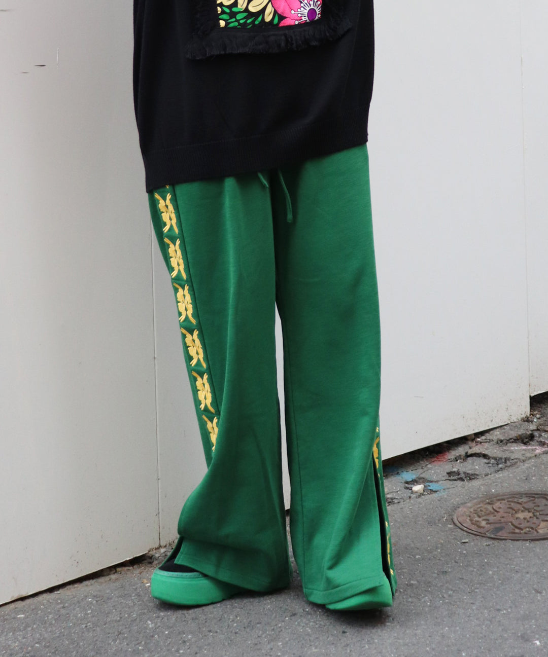 lucky charm motif Jersey line pants -2