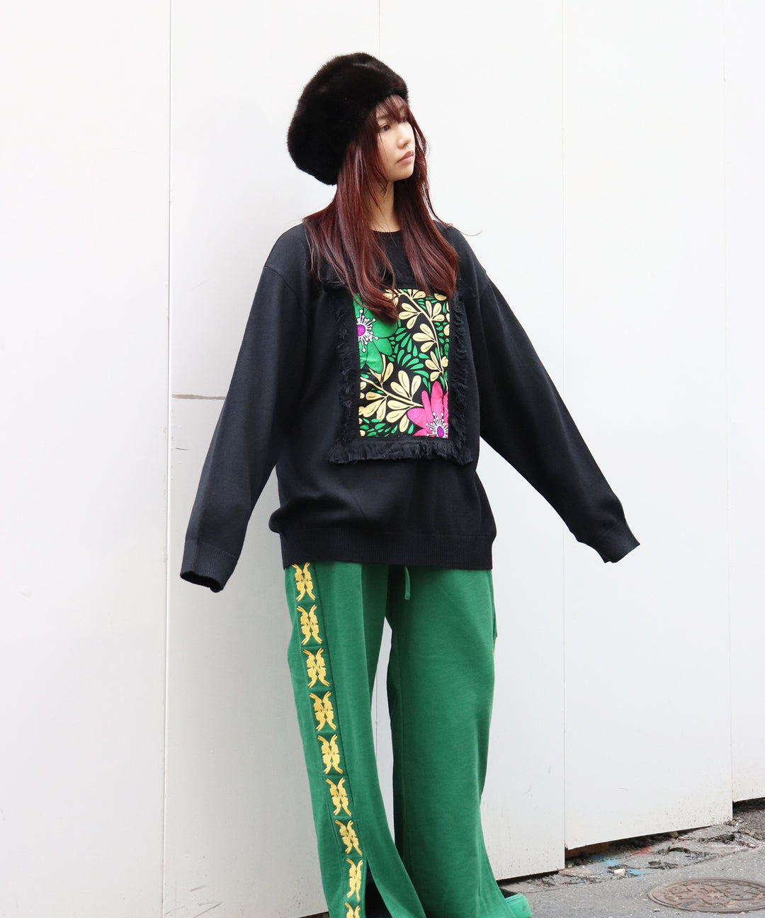 lucky charm motif Jersey line pants -2