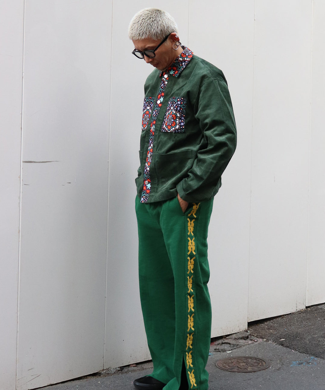lucky charm motif Jersey line pants -2