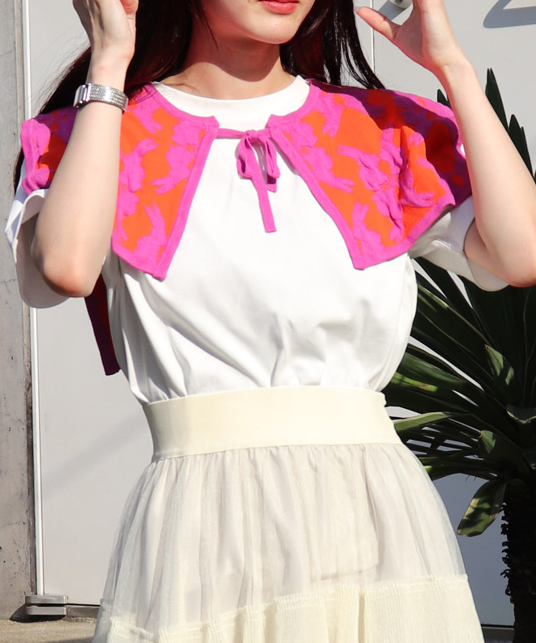 lucky charm motif knit Attache collar