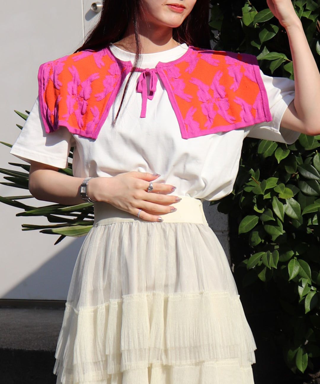 lucky charm motif knit Attache collar