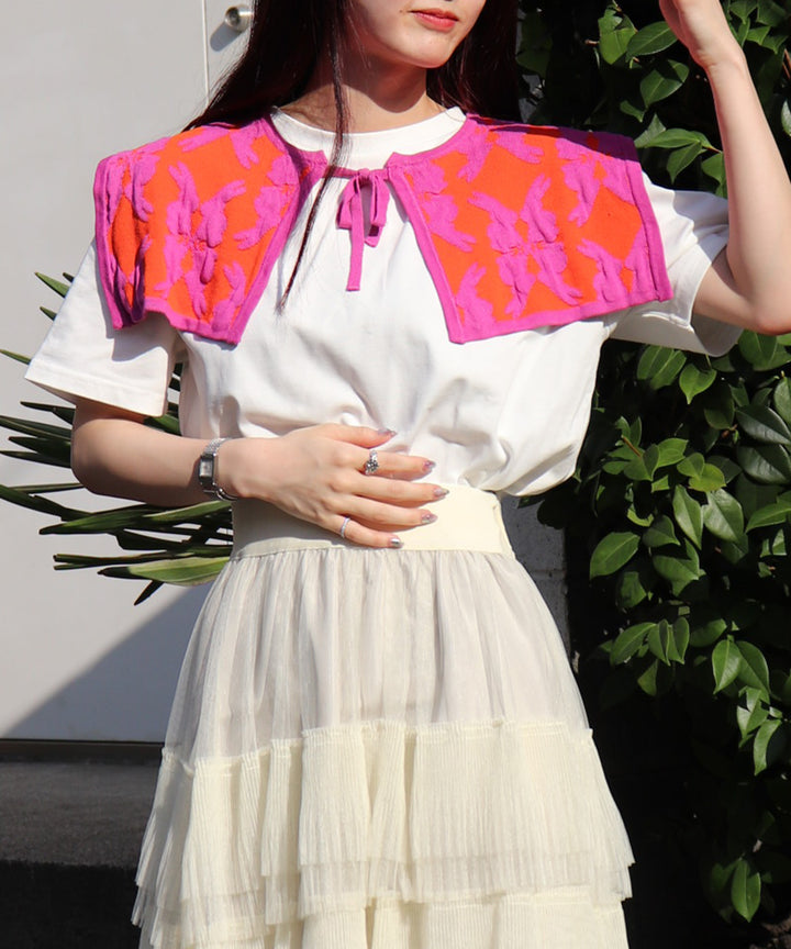 lucky charm motif knit Attache collar