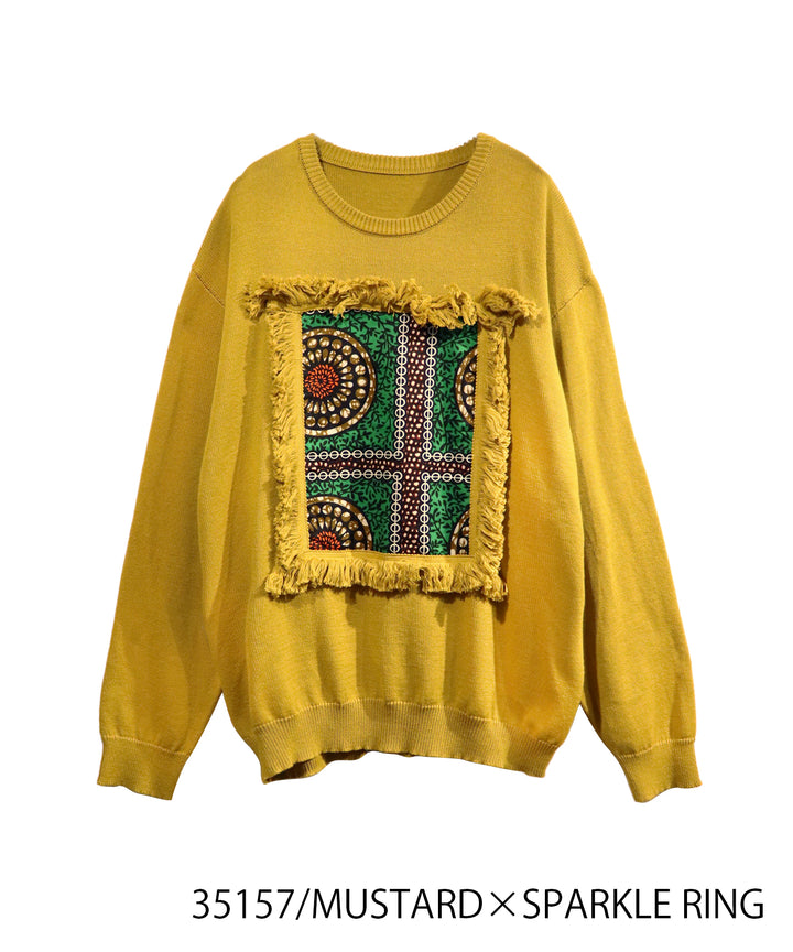 AFRICA FRINGE FRAME KNIT PULLOVER