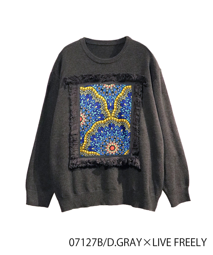 AFRICA FRINGE FRAME KNIT PULLOVER