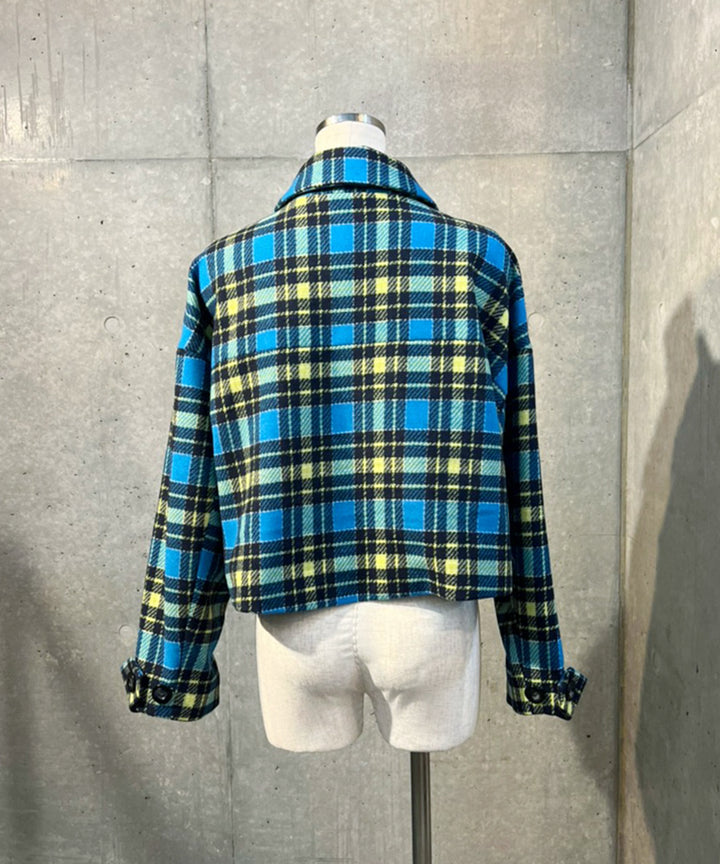 ショートダッフルチェックコート