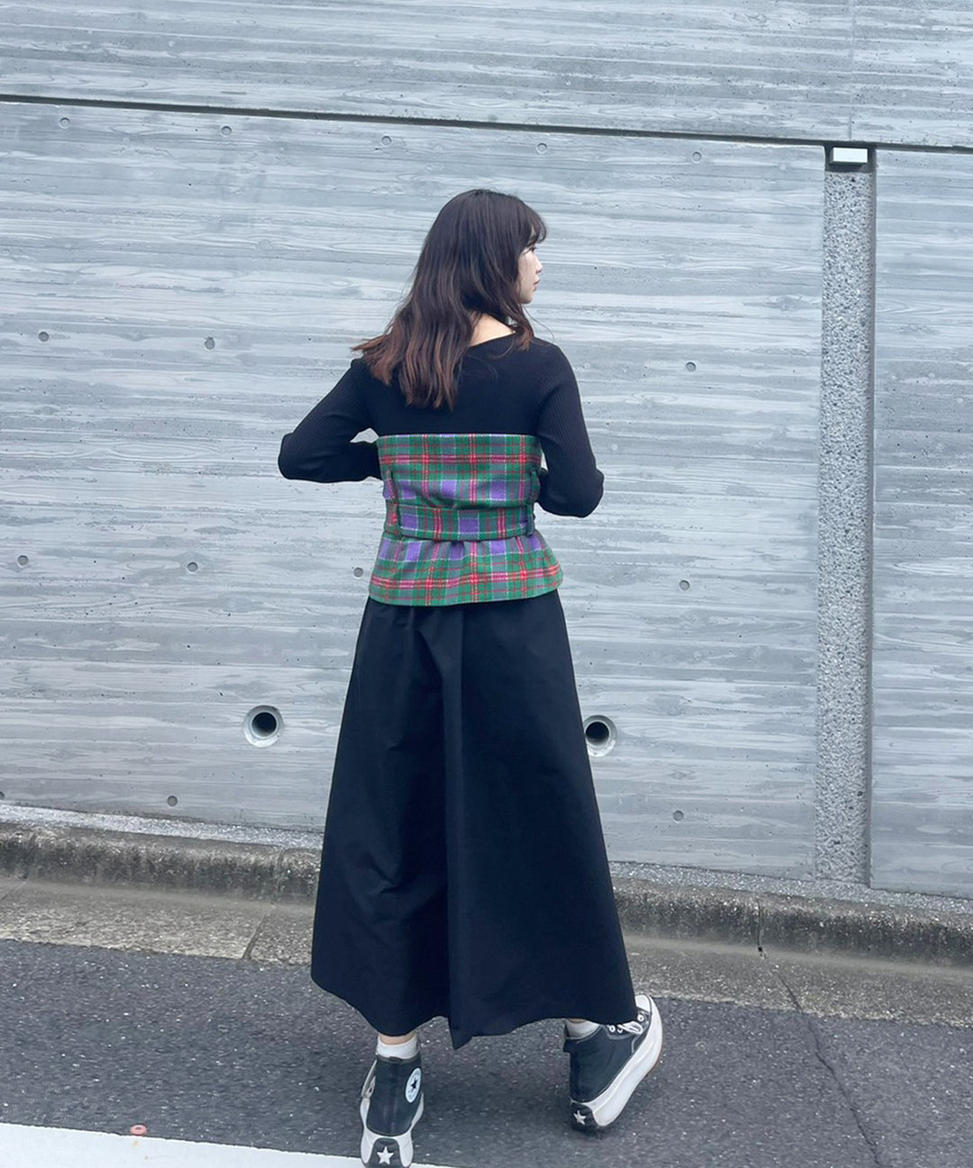チェックペプラムウエストベルト