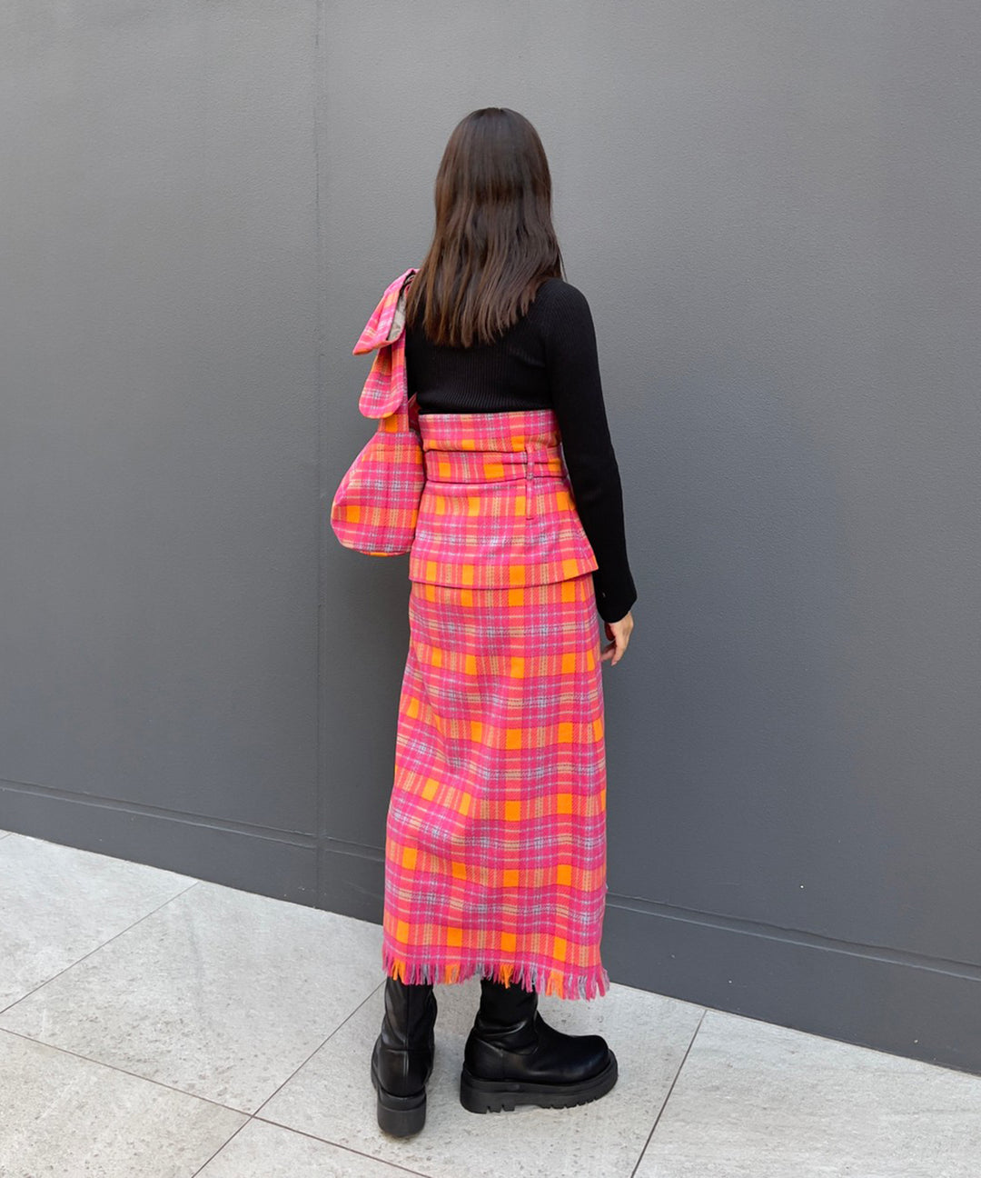 チェックリボンショルダーBAG