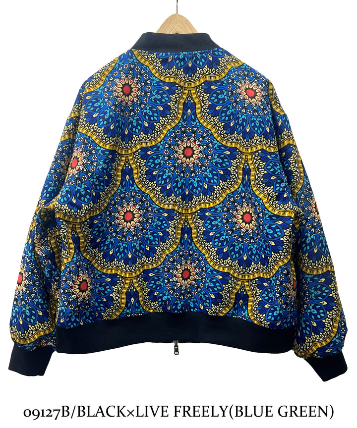 Stripe×African fabric reversible blouson