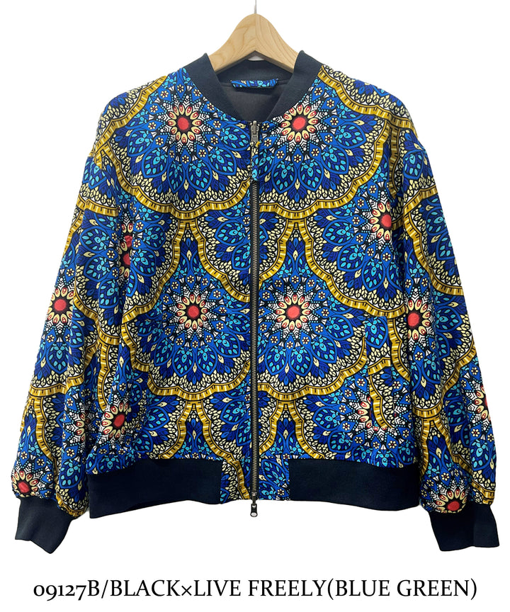 Stripe×African fabric reversible blouson