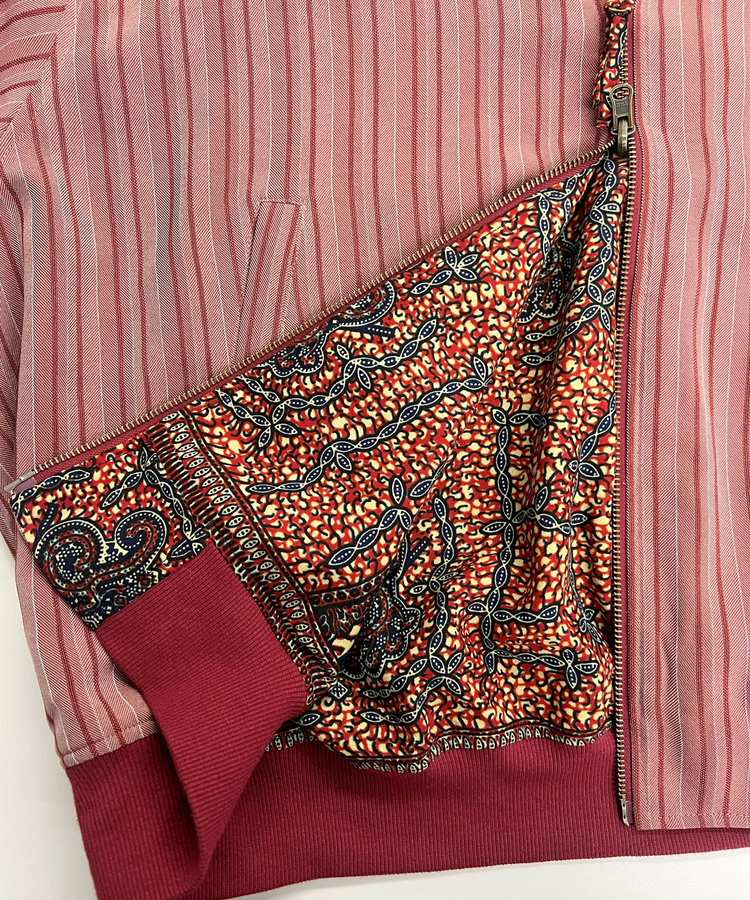 Stripe×African fabric reversible blouson