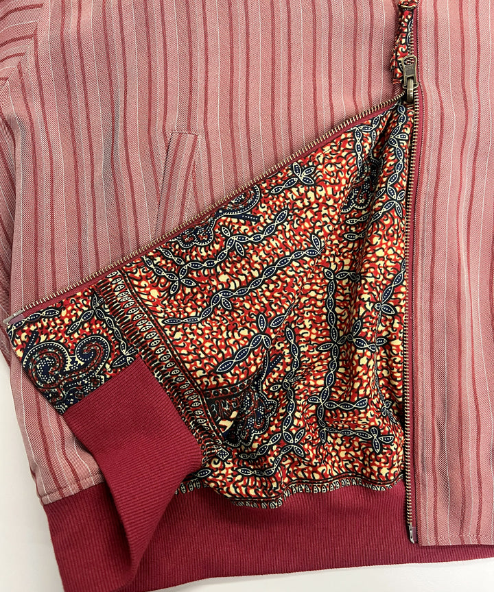 Stripe×African fabric reversible blouson