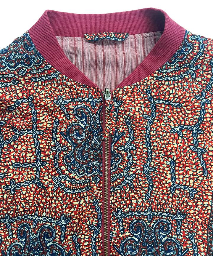 Stripe×African fabric reversible blouson