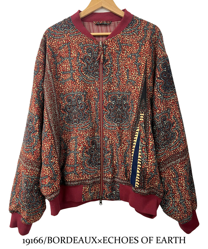 Stripe×African fabric reversible blouson