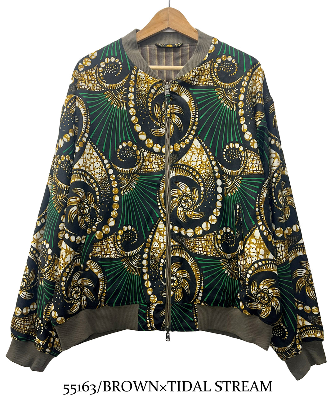 Stripe×African fabric reversible blouson