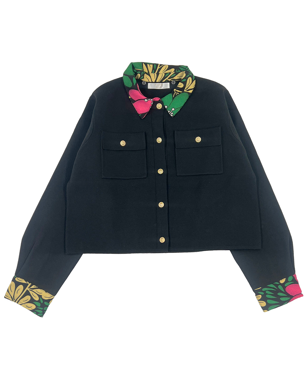 Shirt layered like knit cardigan