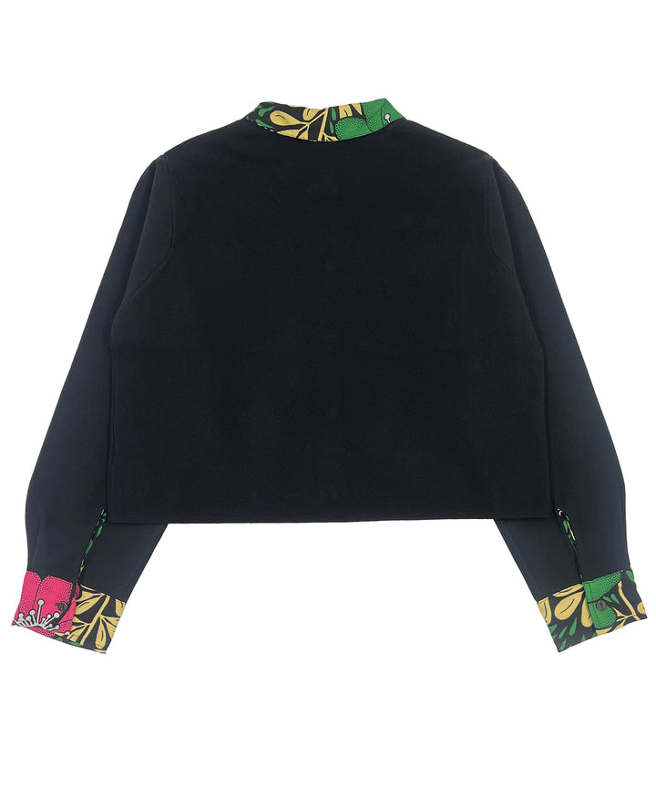Shirt layered like knit cardigan