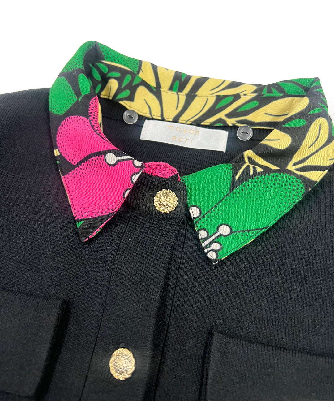 Shirt layered like knit cardigan