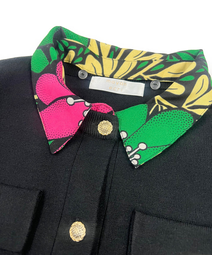 Shirt layered like knit cardigan