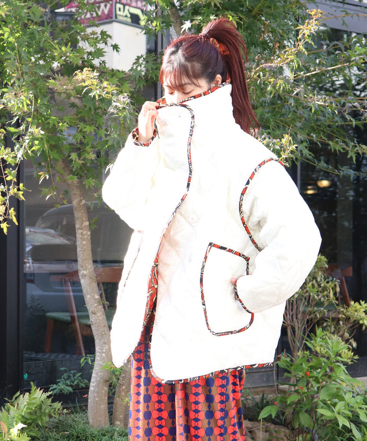 Super high neck reversible blouson