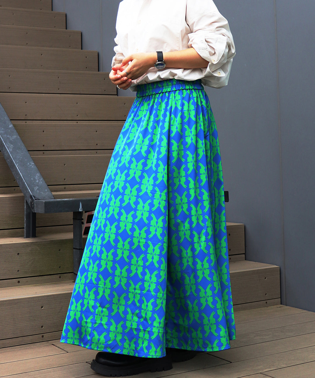 lucky charm print flare skirt(静電気防止機能付き)