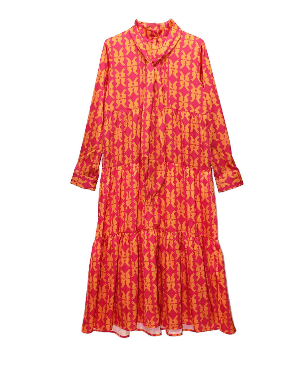 lucky charm ribbon set print dress(静電気防止機能付き)