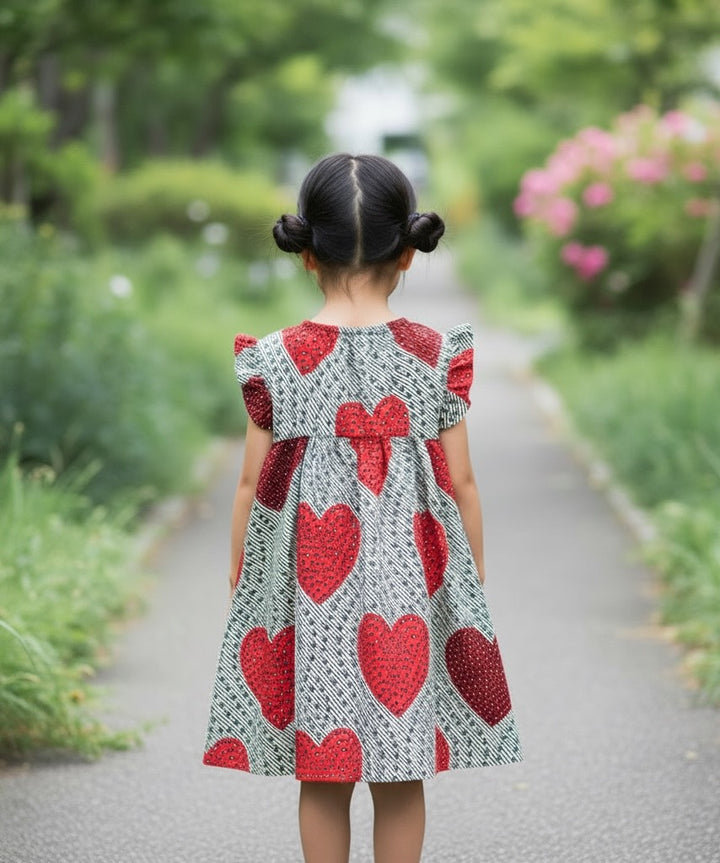 【KIDS】 AFRICA FRILL SLEEVE DRESS