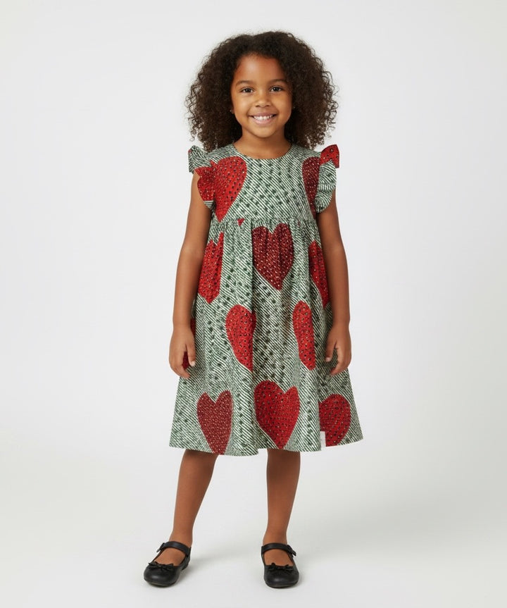 【KIDS】 AFRICA FRILL SLEEVE DRESS