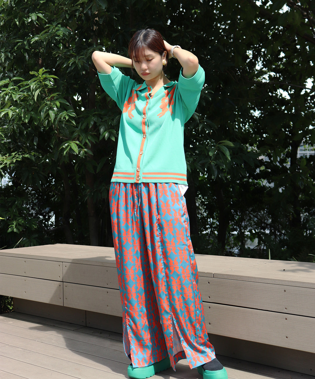 lucky charm print pants(静電気防止機能付き)