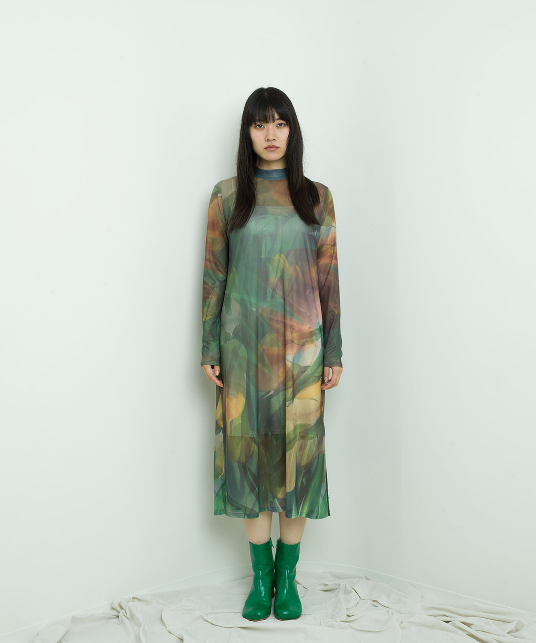 sheer flower print dress