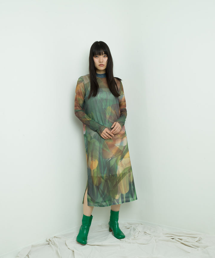 sheer flower print dress
