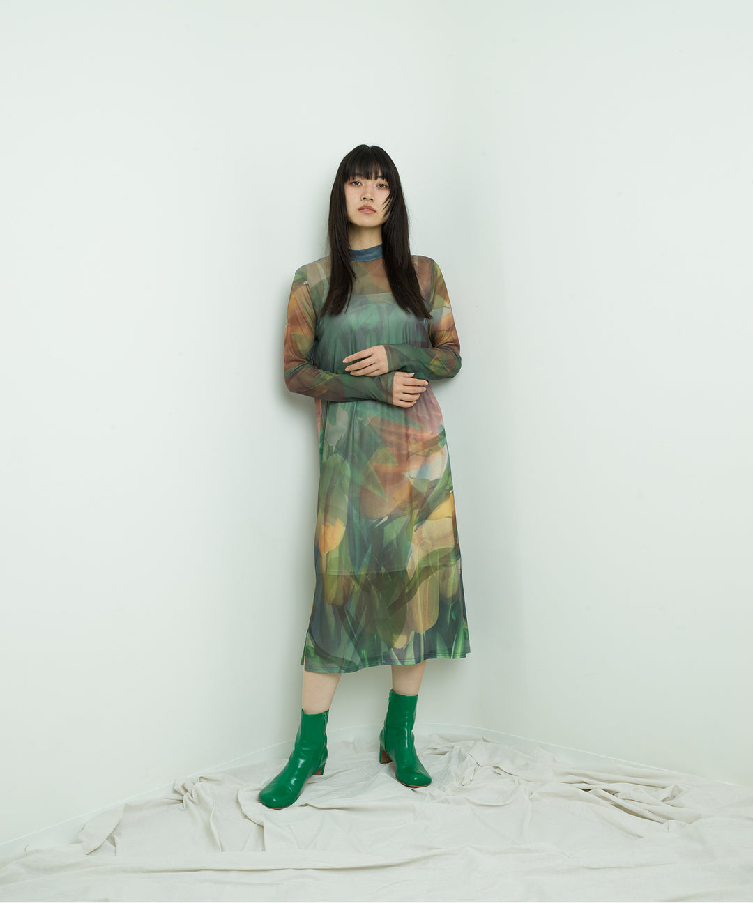 sheer flower print dress