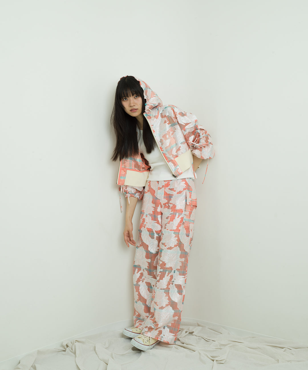 opal sheer check short blouson