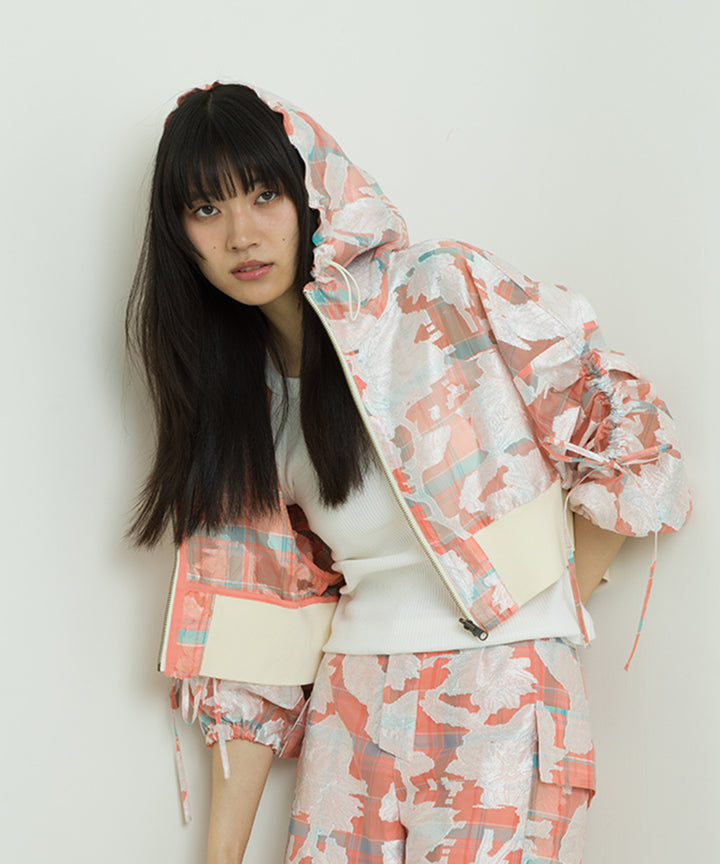 opal sheer check short blouson