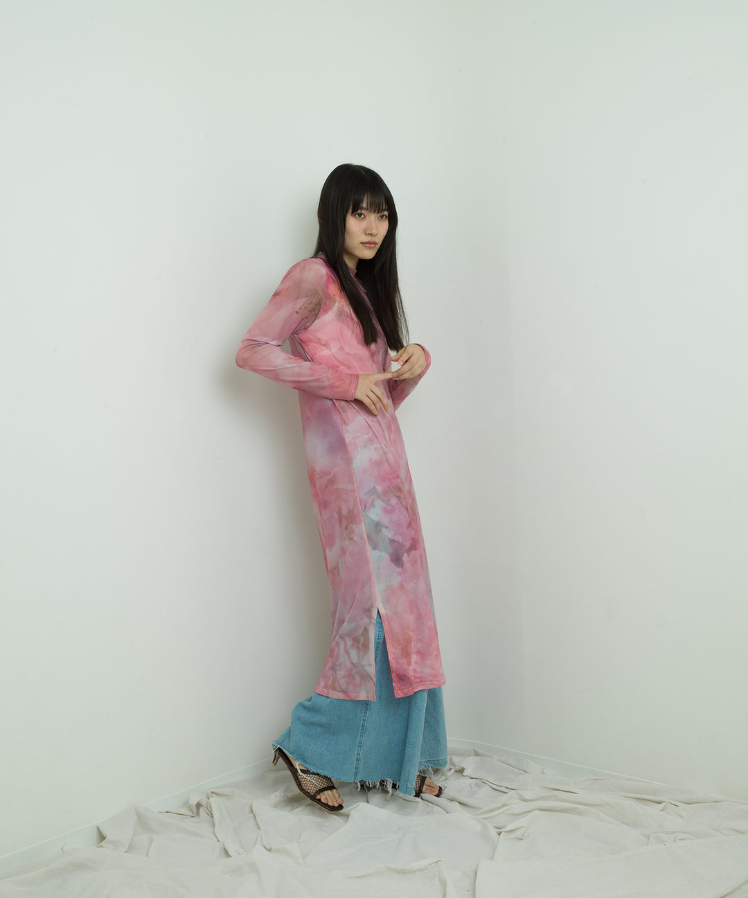 sheer flower print dress