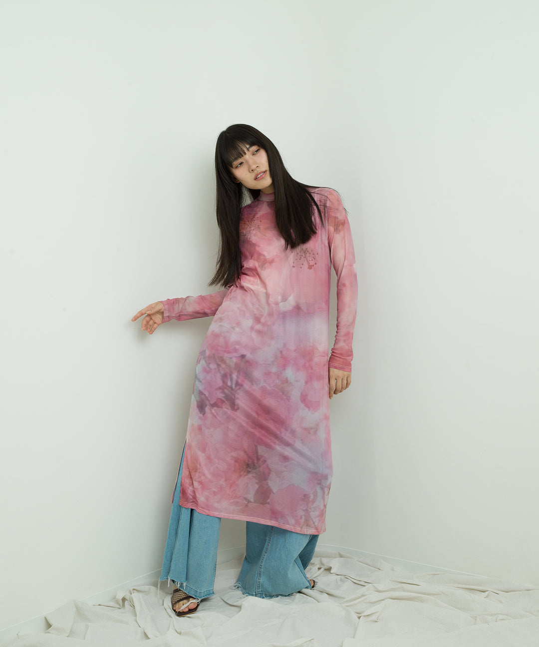 sheer flower print dress