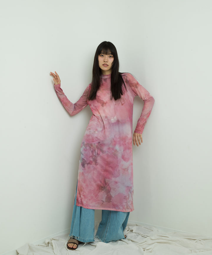 sheer flower print dress